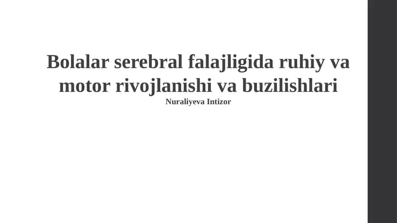 Miya falaji bo'lgan bolalarda aqliy rivojlanish