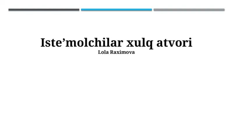 Isteʼmolchilar xulq atvori
