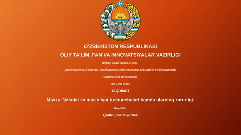 Mashinasozlik texnalogiyasi 7ds-23MT guruh