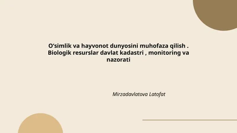 Oʻsimlik va hayvonot dunyosini muhofaza qilish
