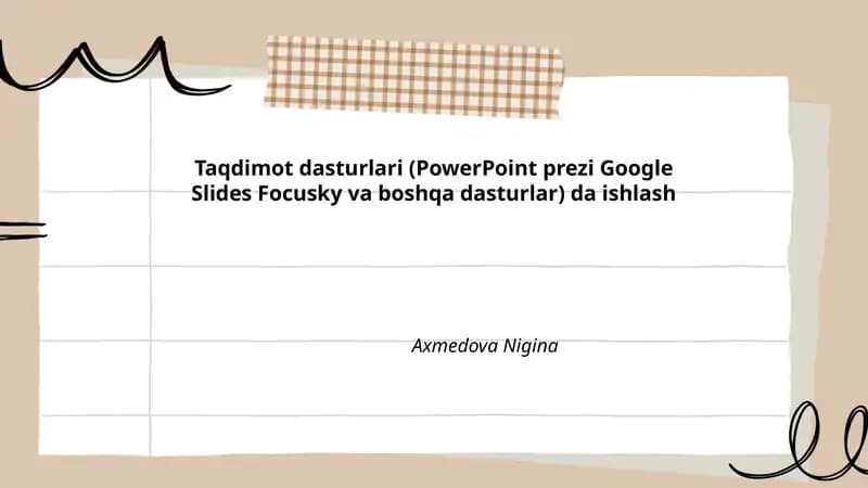 Taqdimot dasturlari (PowerPoint prezi Google Slides Focusky va boshqa dasturlar) da ishlash