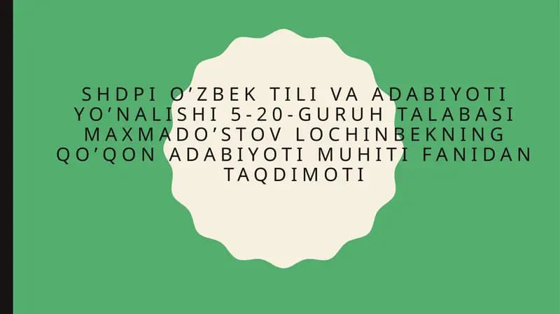 muhyiash’orining badiiy-estetik tahlili