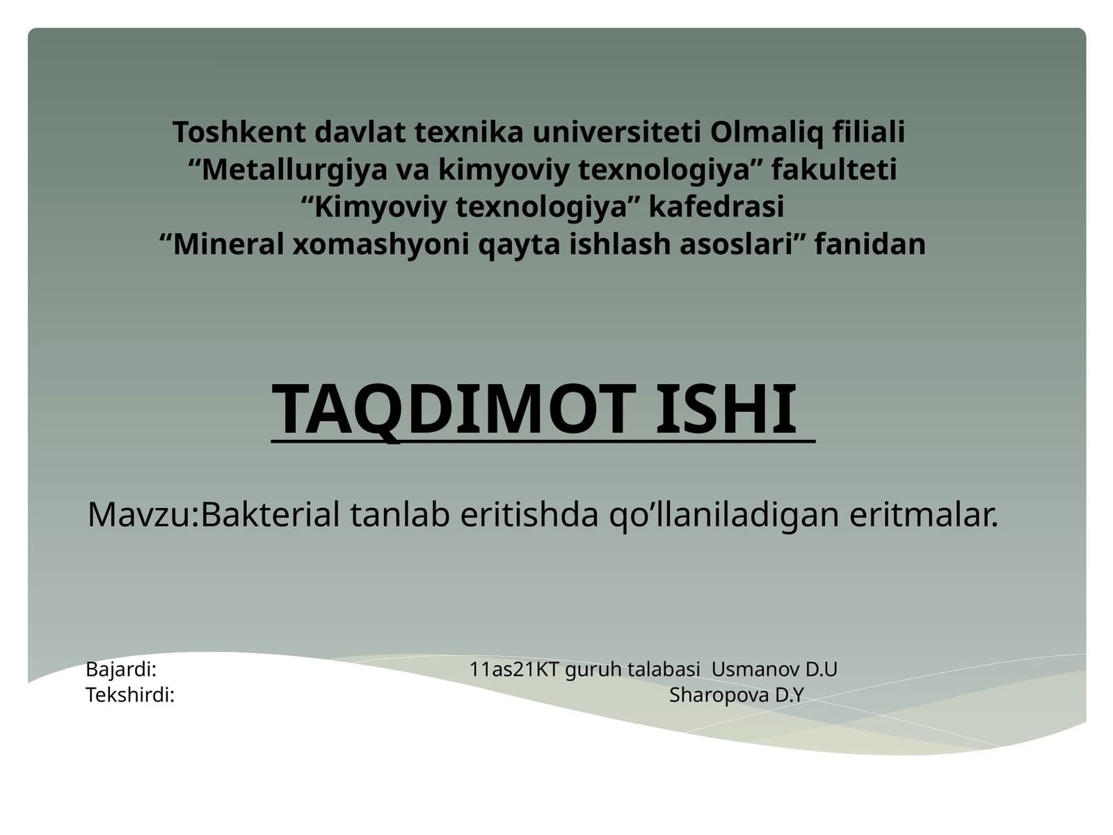 Bakterialtanlaberitishdaqo’llaniladiganeritmalar
