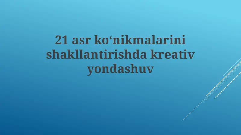 Kommunikatsiya va taqdimot qilish ko'nikmalari