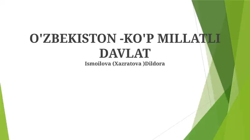 O'zbekiston - ko'p millatli davlat