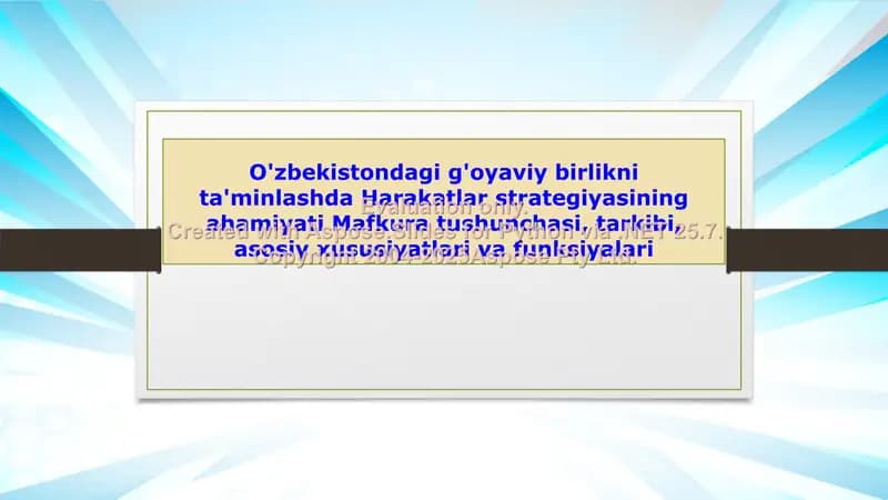O'zbekistondagi g'oyaviy birlikni ta'minlashda Harakatlar strategiyasining ahamiyati