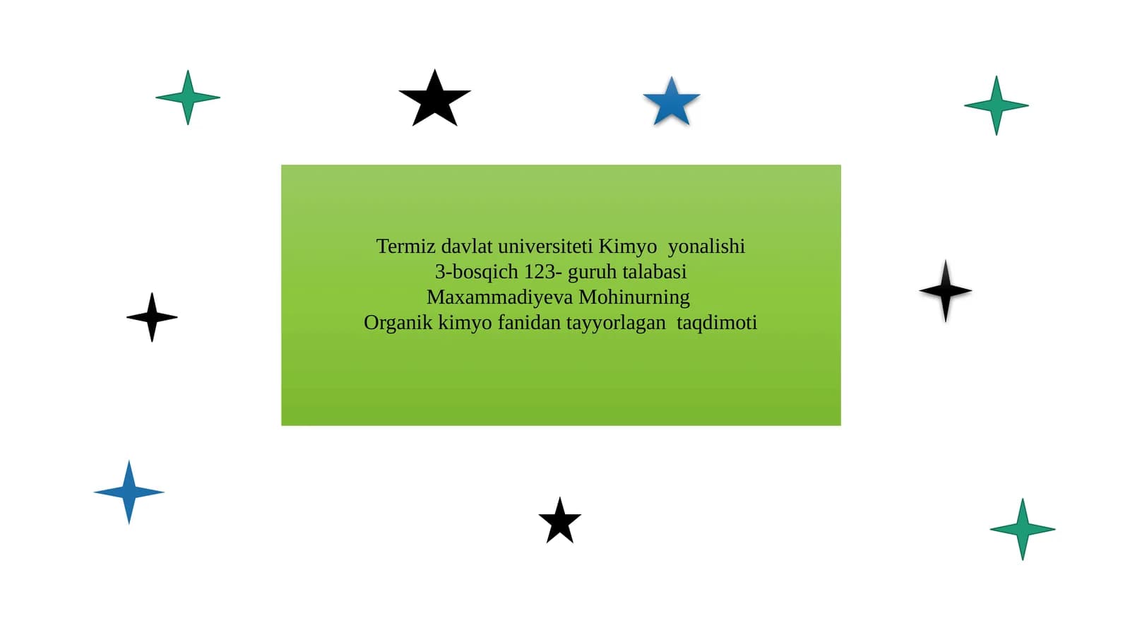 Termiz davlat universiteti Kimyo yonalishi