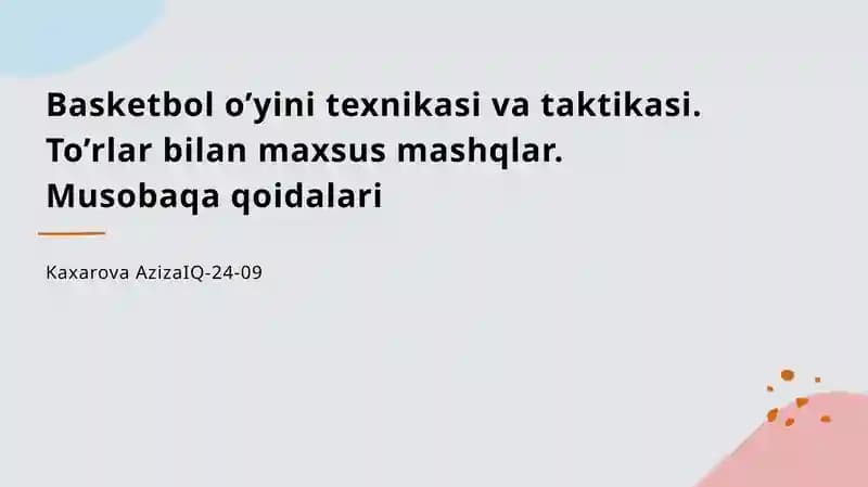 Basketbol texnikasi va taktikasi
