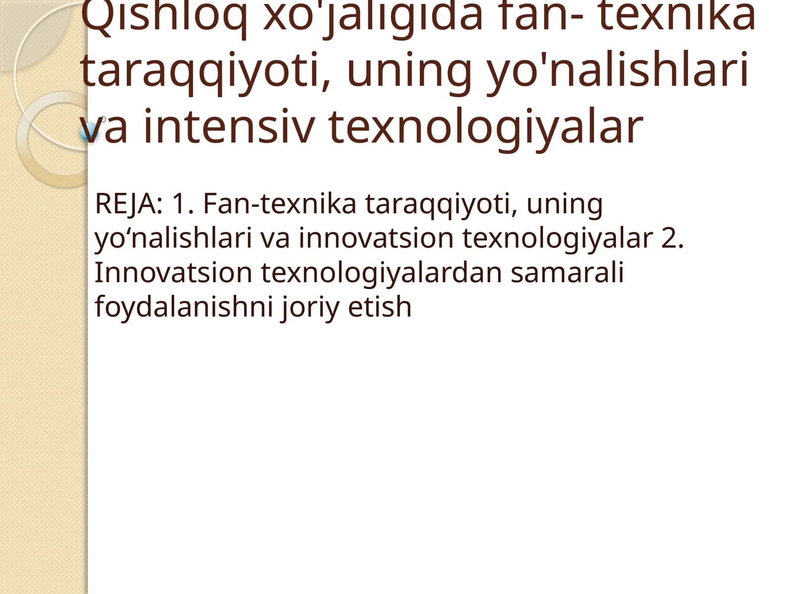 Fan-texnika taraqqiyoti va innovatsion texnologiyalar