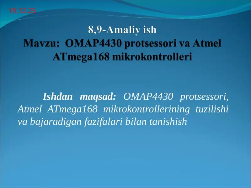 OMAP4430 protsessori va Atmel ATmega168 mikrokontrolleri
