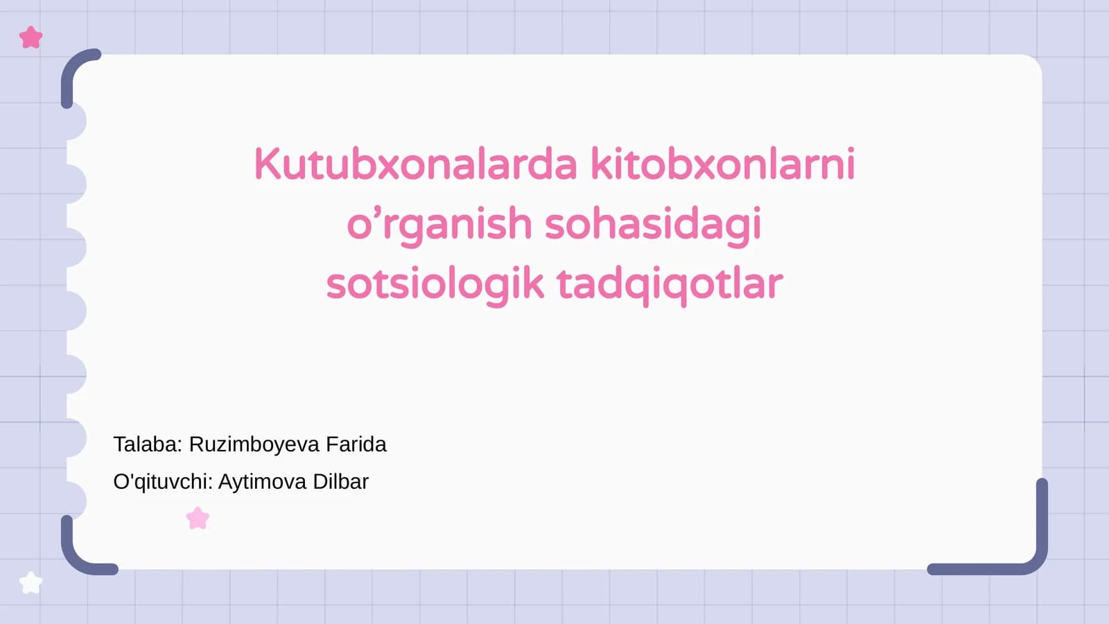 Kutubxonalarda kitobxonlarni o’rganish sohasidagi sotsiologik tadqiqotlar