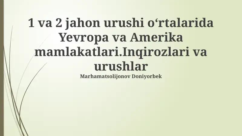 Birinchi va Ikkinchi Jahon urushlari oraligʻidagi Yevropa va Amerika mamlakatlari: Inqirozlar