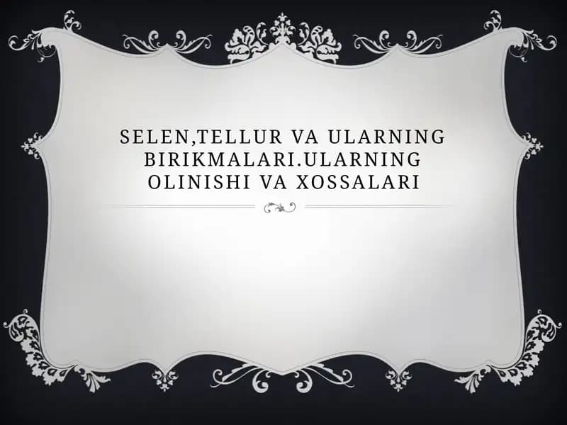 Selenva Tellur birikmalari