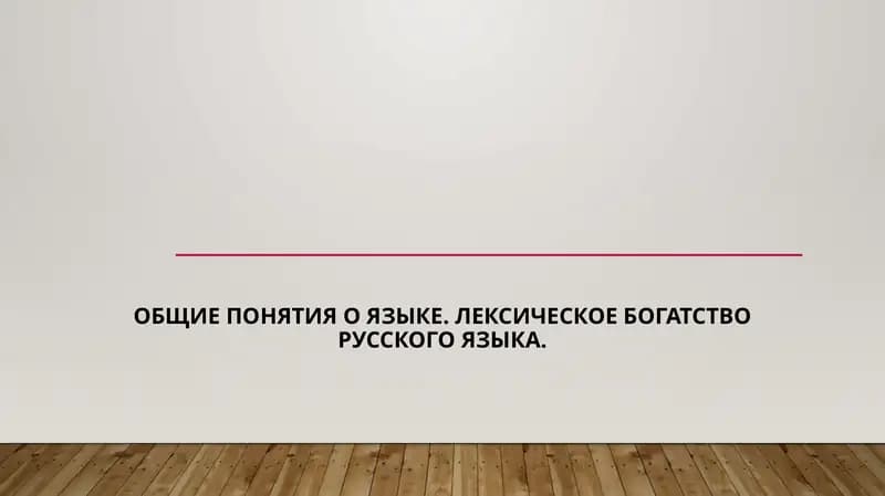 Общие понятия о языке. Лексическое богатство русского языка.