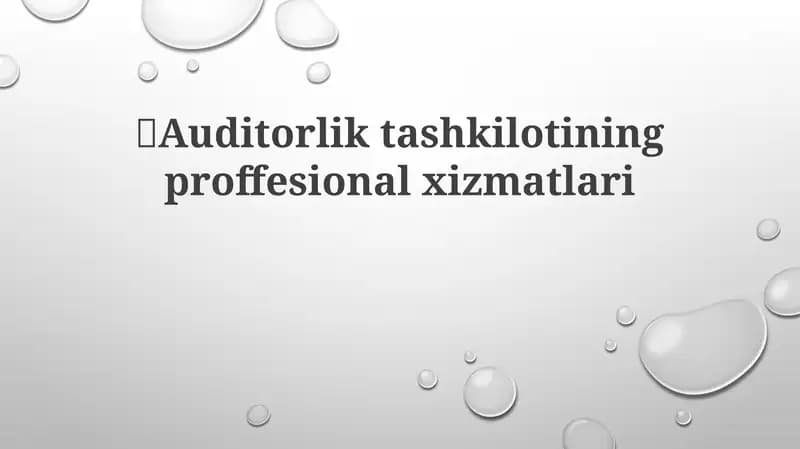 Auditorlik tashkilotining proffesional xizmatlari