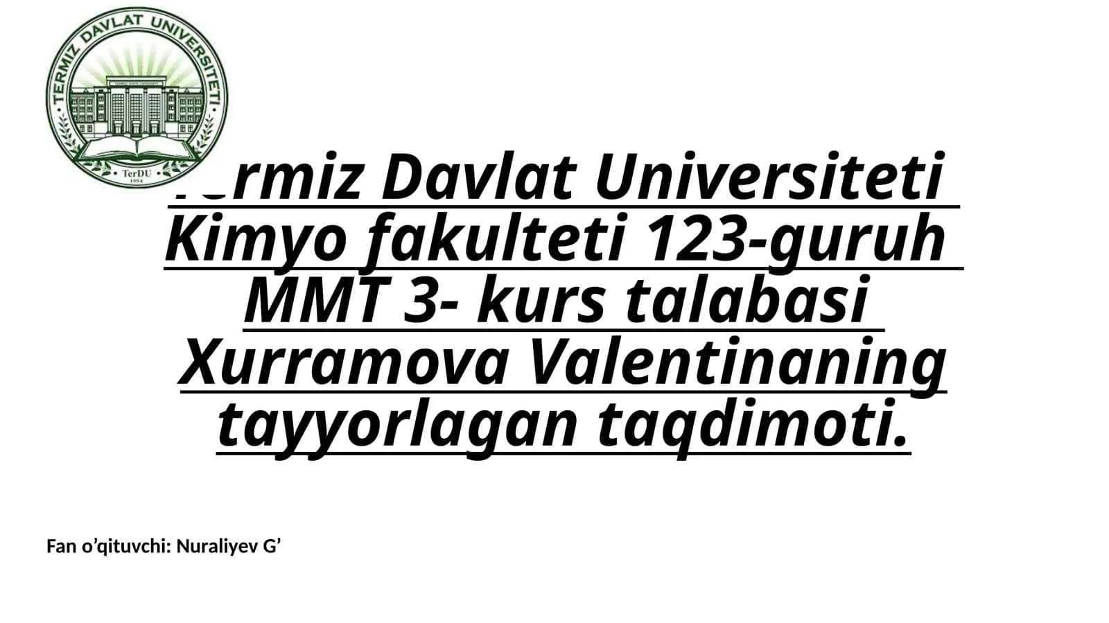 Tayyorgarlar uchun kimyoviy texnologiya