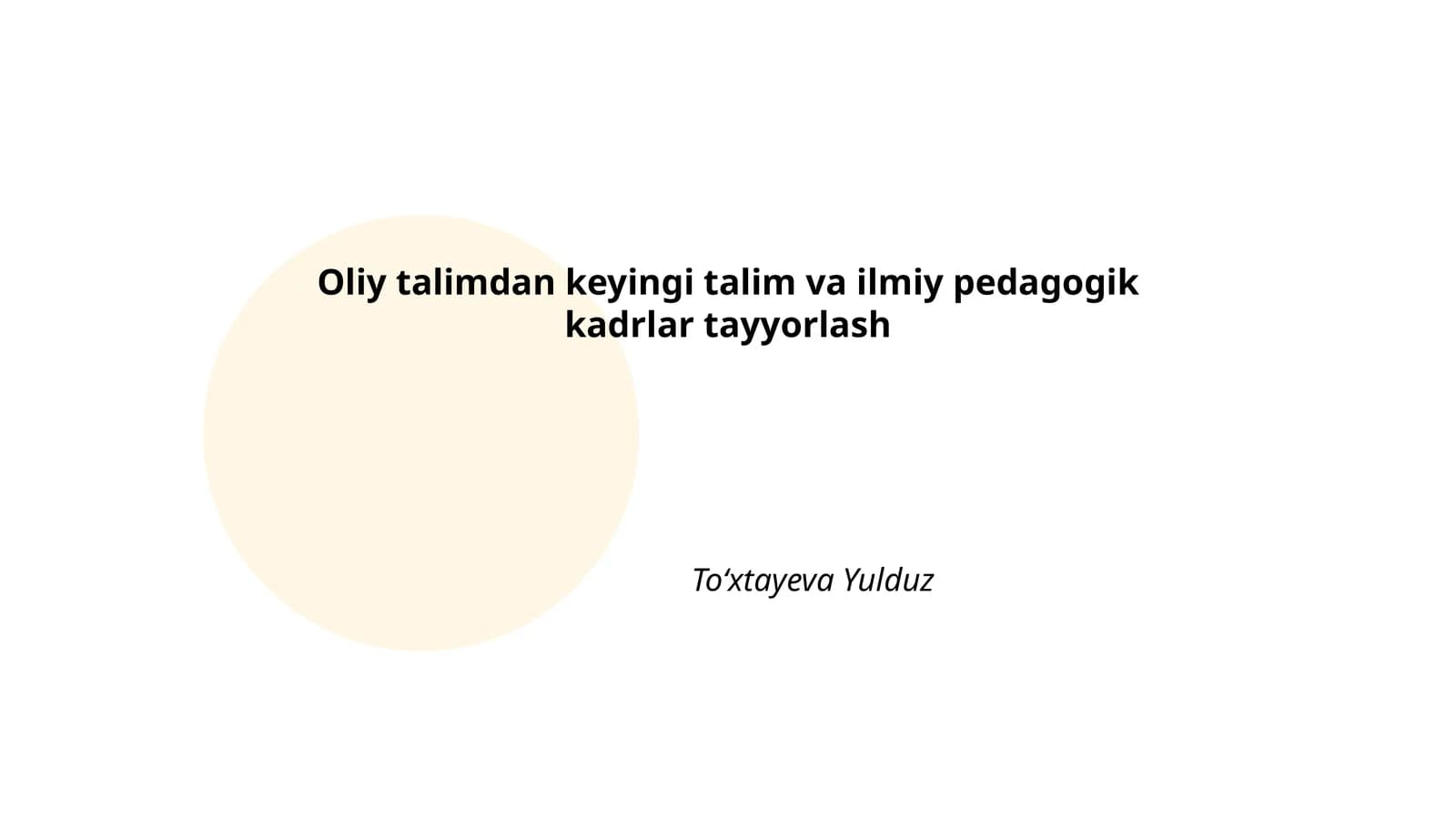 Oliy talimdan keyingi talim va ilmiy pedagogik kadrlar tayyorlash