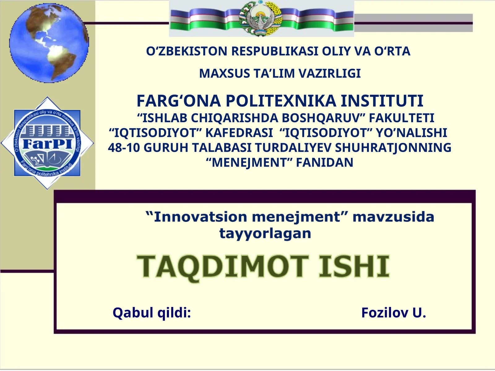 Innovatsion menejmentning maqsad va vazifalari