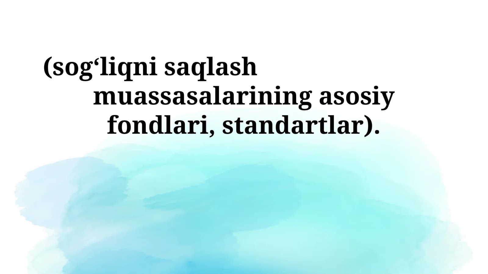 Sog‘liqni saqlash muassasalarining moliyalashtirish standartlari