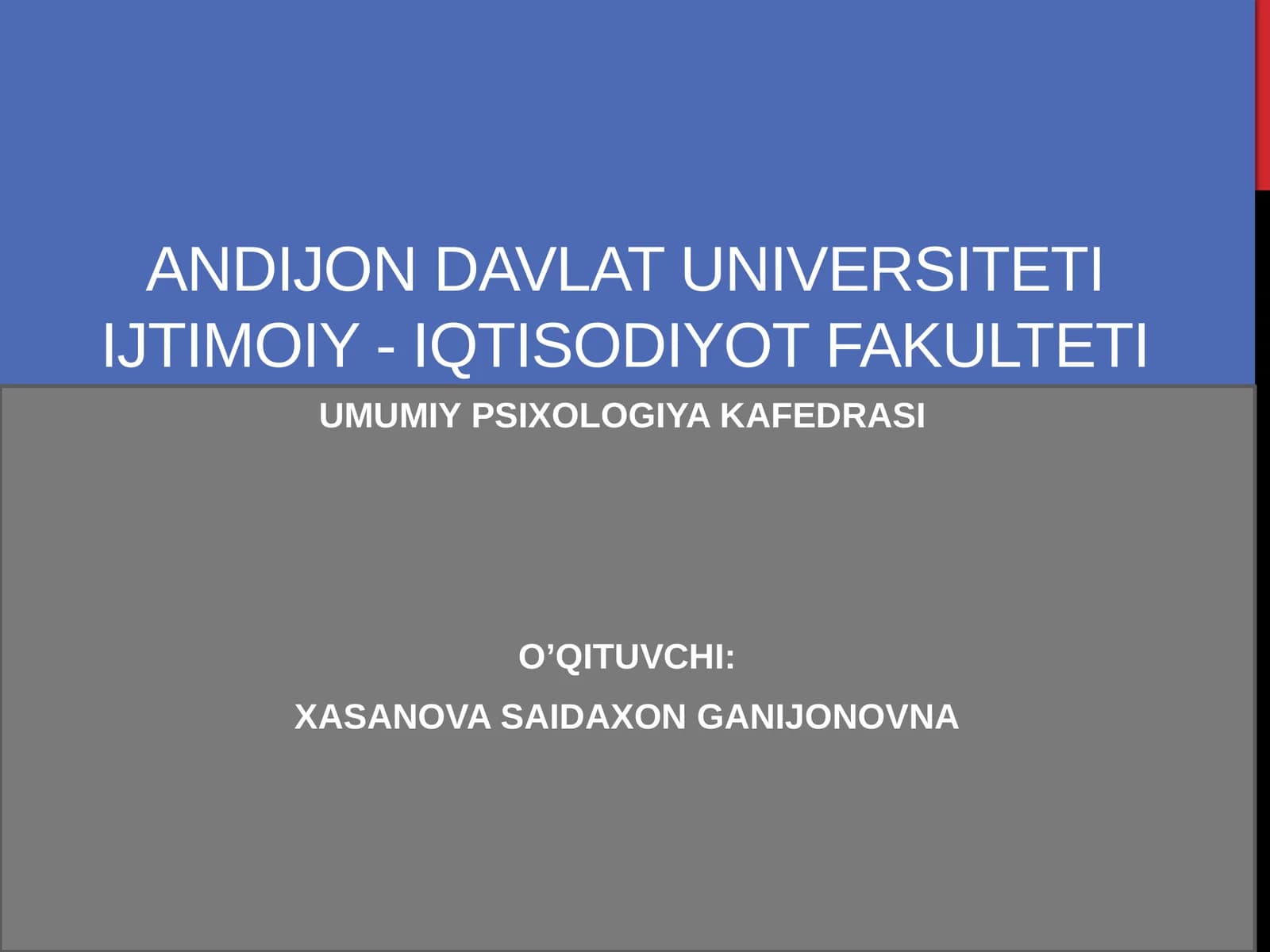Umumiy Psixologiya Kafedrasi