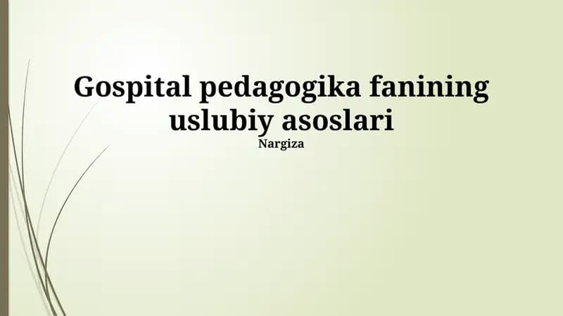 Kasalxona Pedagogikasi Samaradorligini Baholash Metodologiyasi