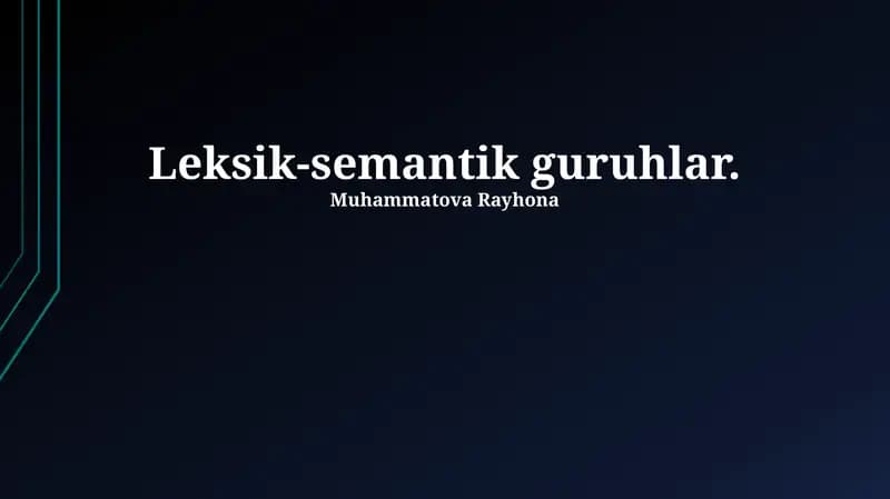 Leksik-semantik guruhlar