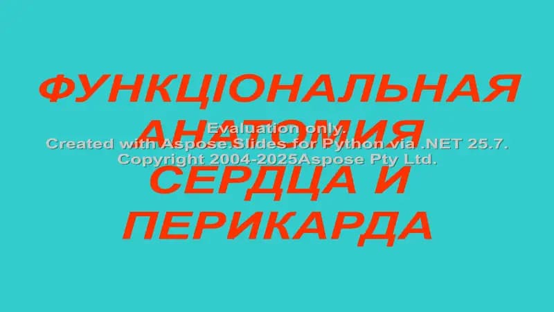 ФУНКЦІОНАЛЬНАЯ АНАТОМИЯ СЕРДЦА И ПЕРИКАРДА