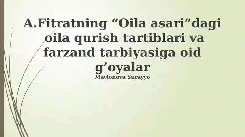 Fitratning “Oila asari”