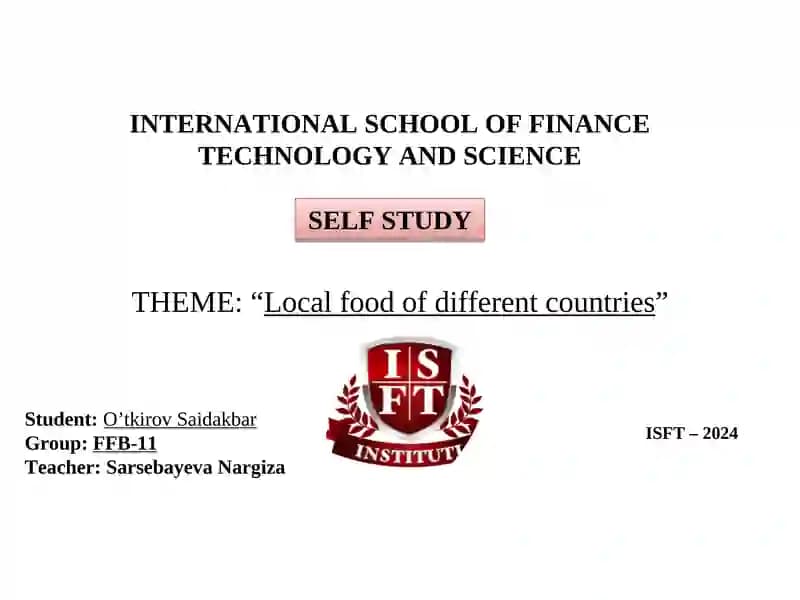 Local food of different countries