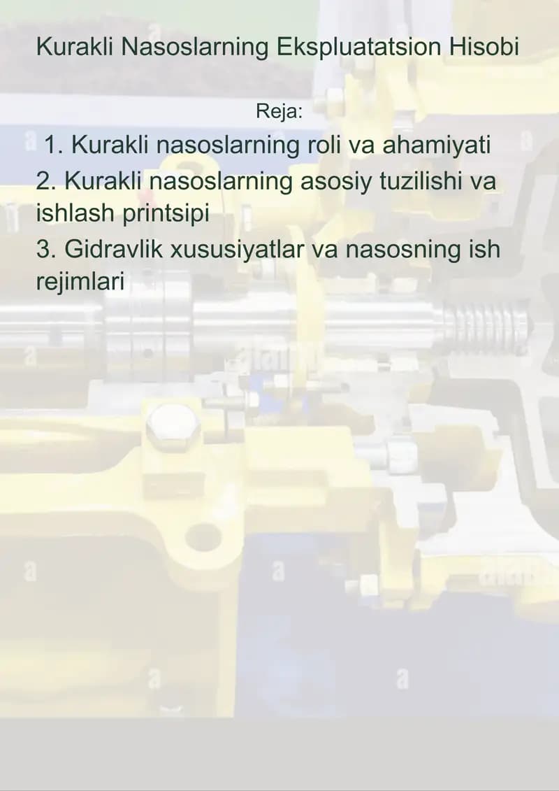 Kurakli Nasoslarning Ekspluatatsion Hisobi