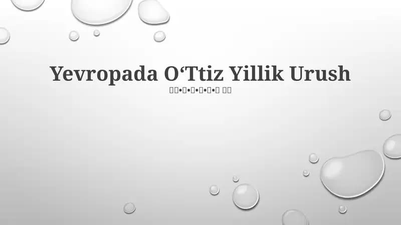 Yevropada O‘Ttiz Yillik Urush