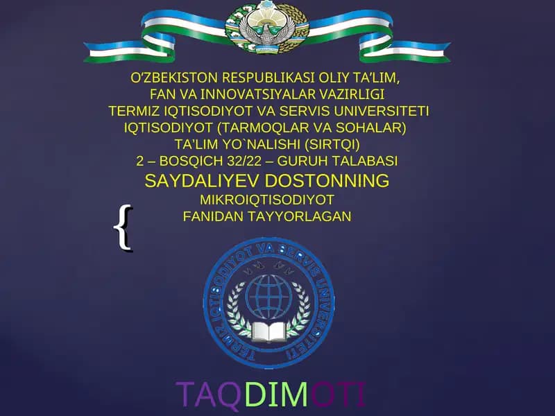Taklifga tasir qiluvchi boshqa omillar