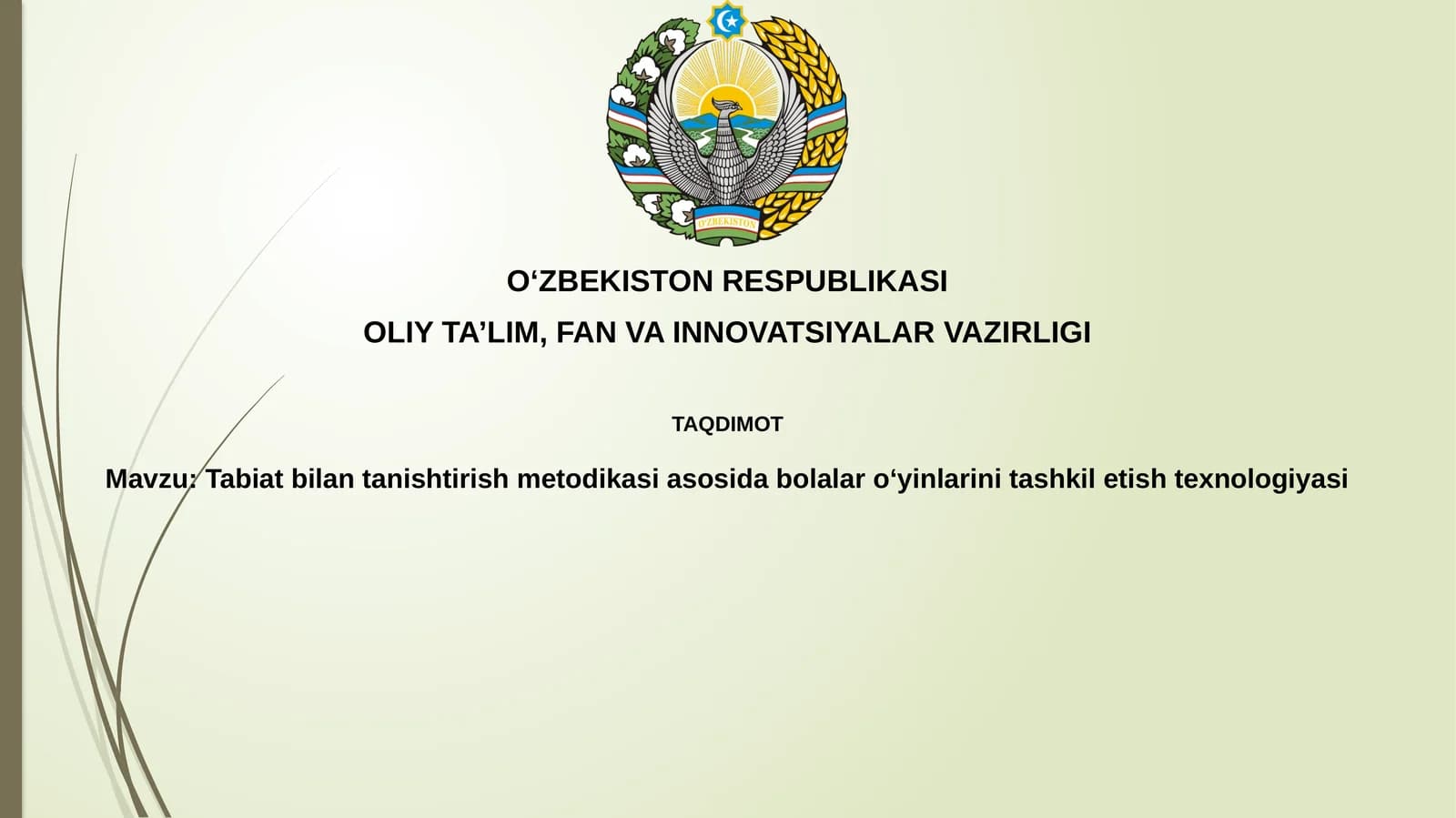 Tabiat bilan tanishtirish metodikasiga asosida bolalar o'yinlarini tashkil etish texnologiyasi