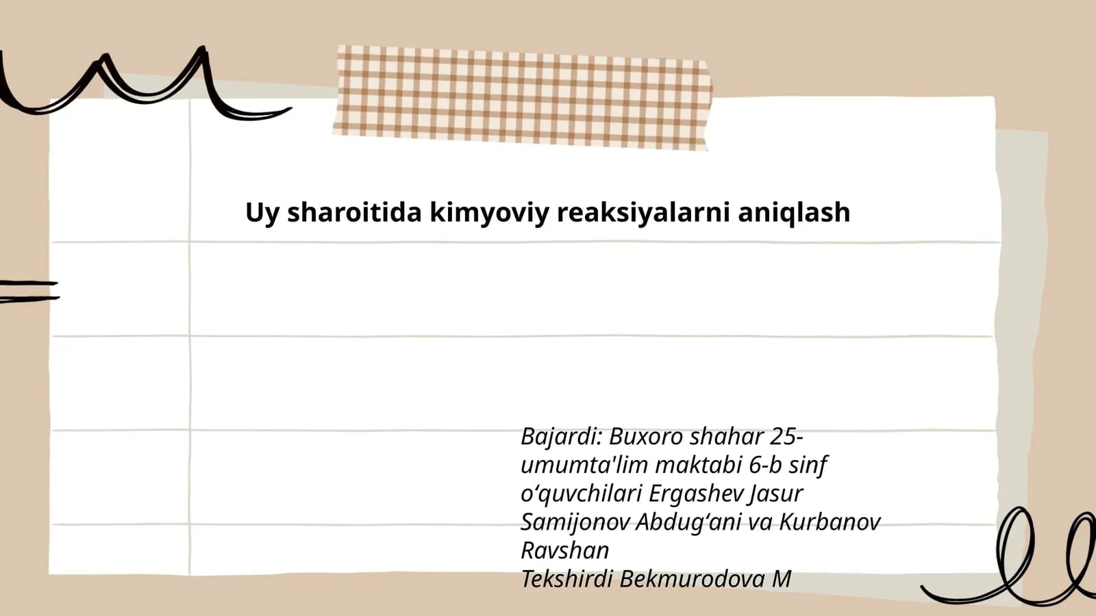 Uy sharoitida kimyoviy reaksiyalarni aniqlash