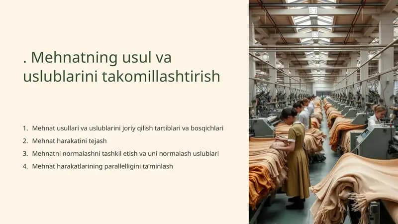 Mehnatning usul va uslublarini takomillashtirish