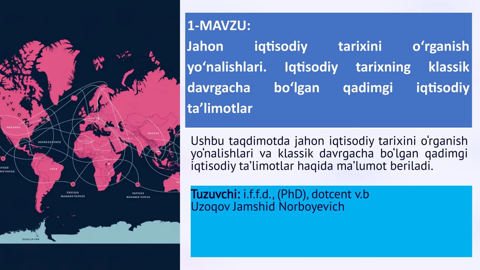 Jahon iqtisodiy tarixini o‘rganish yo‘nalishlari