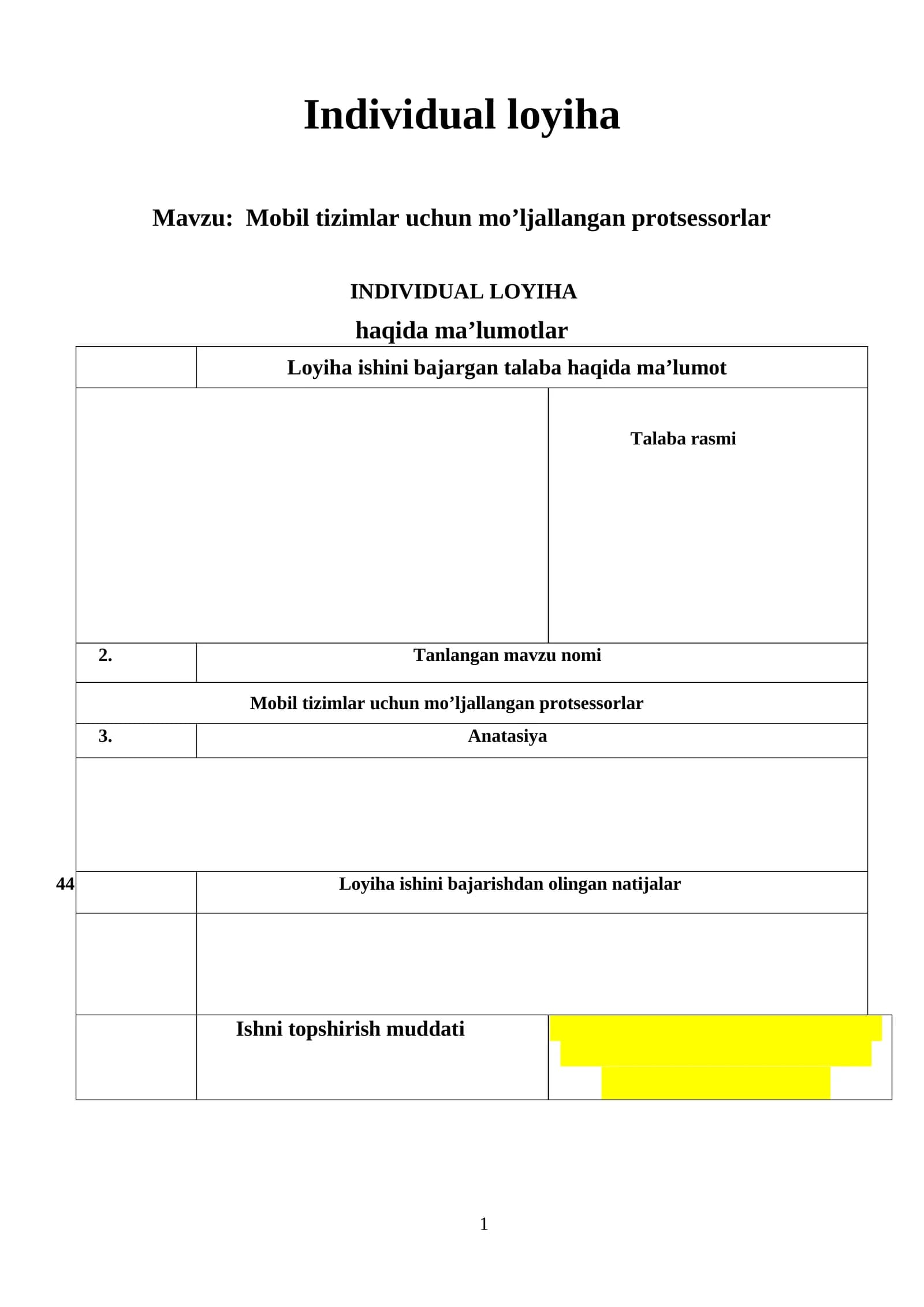 Mobil tizimlar uchun mo’ljallangan protsessorlar