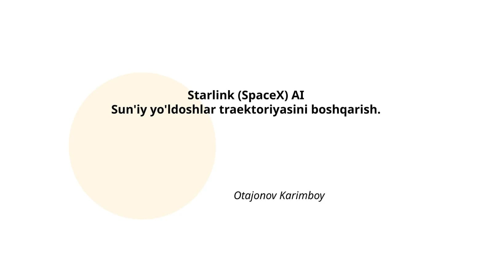 Sun'iy yo'ldoshlar traektoriyasini boshqarish (Starlink (SpaceX) AI)