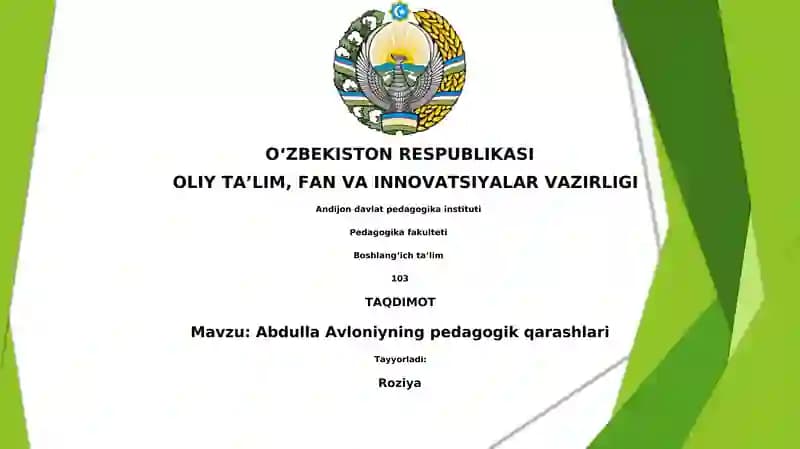 Abdulla Avloniyning pedagogik qarashlari