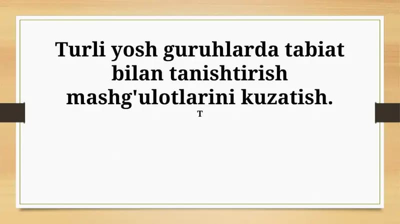 Tabiat bilan tanishtirish mashg'ulotlari