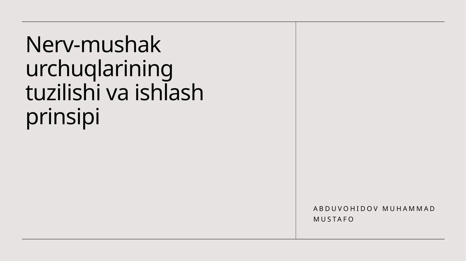 Nerv-mushak urchuqlarining tuzilishi va ishlash prinsipi
