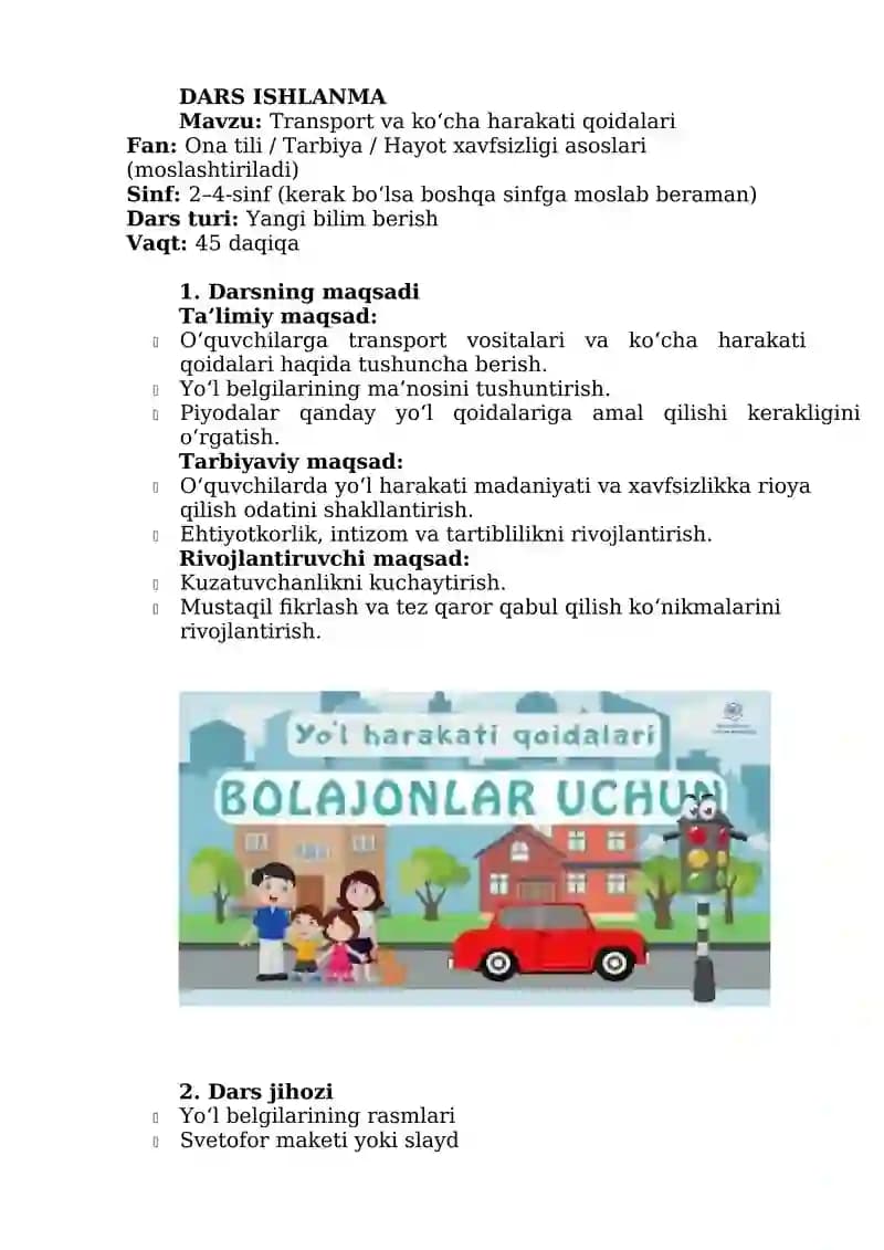 Transport va ko‘cha harakati qoidalari
