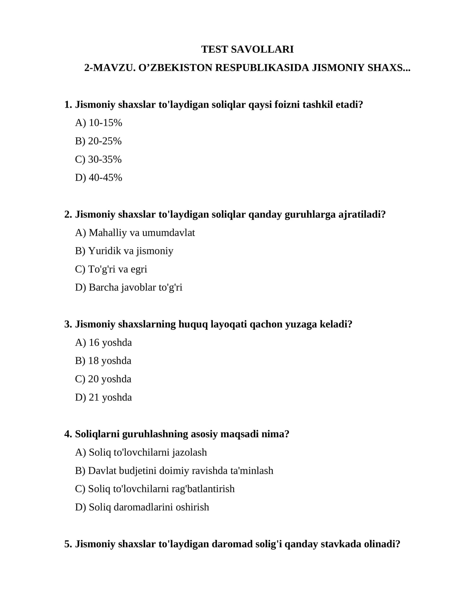 O’ZBEKISTON RESPUBLIKASIDA JISMONIY SHAXS