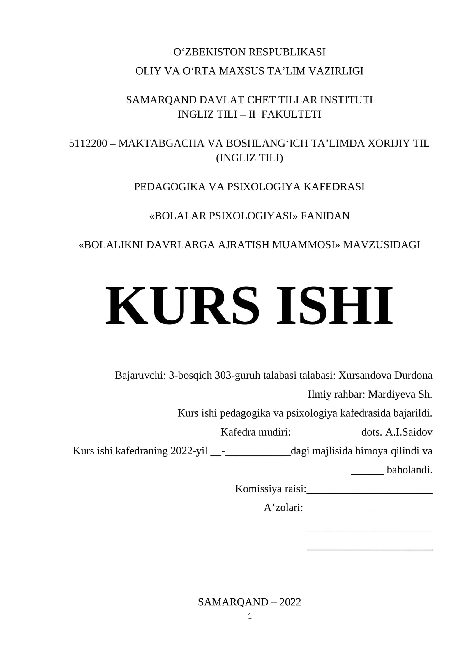BOLALAR PSIXOLOGIYASI
