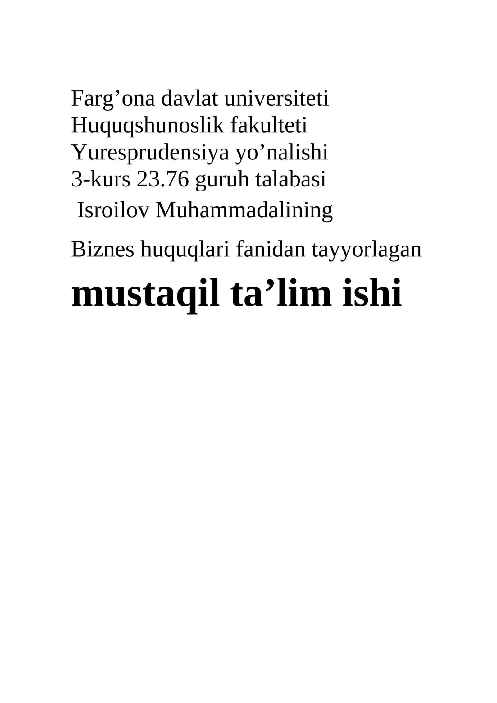 Yurisdiksiya va Biznes huquqi