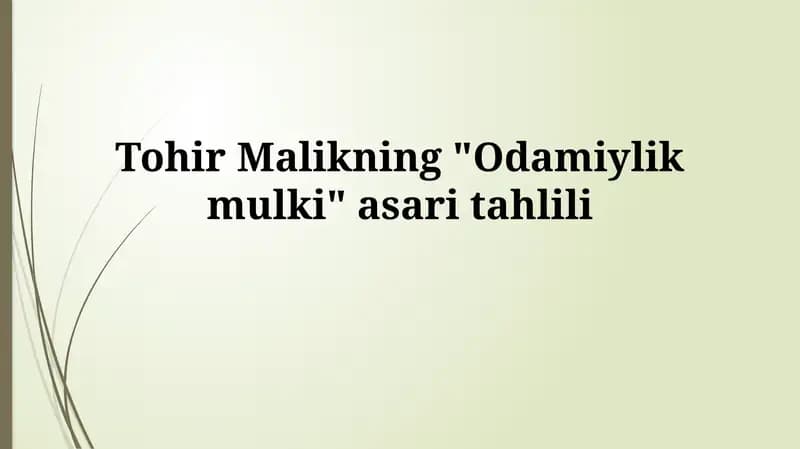 "Odamiylik mulki" asaritahlili