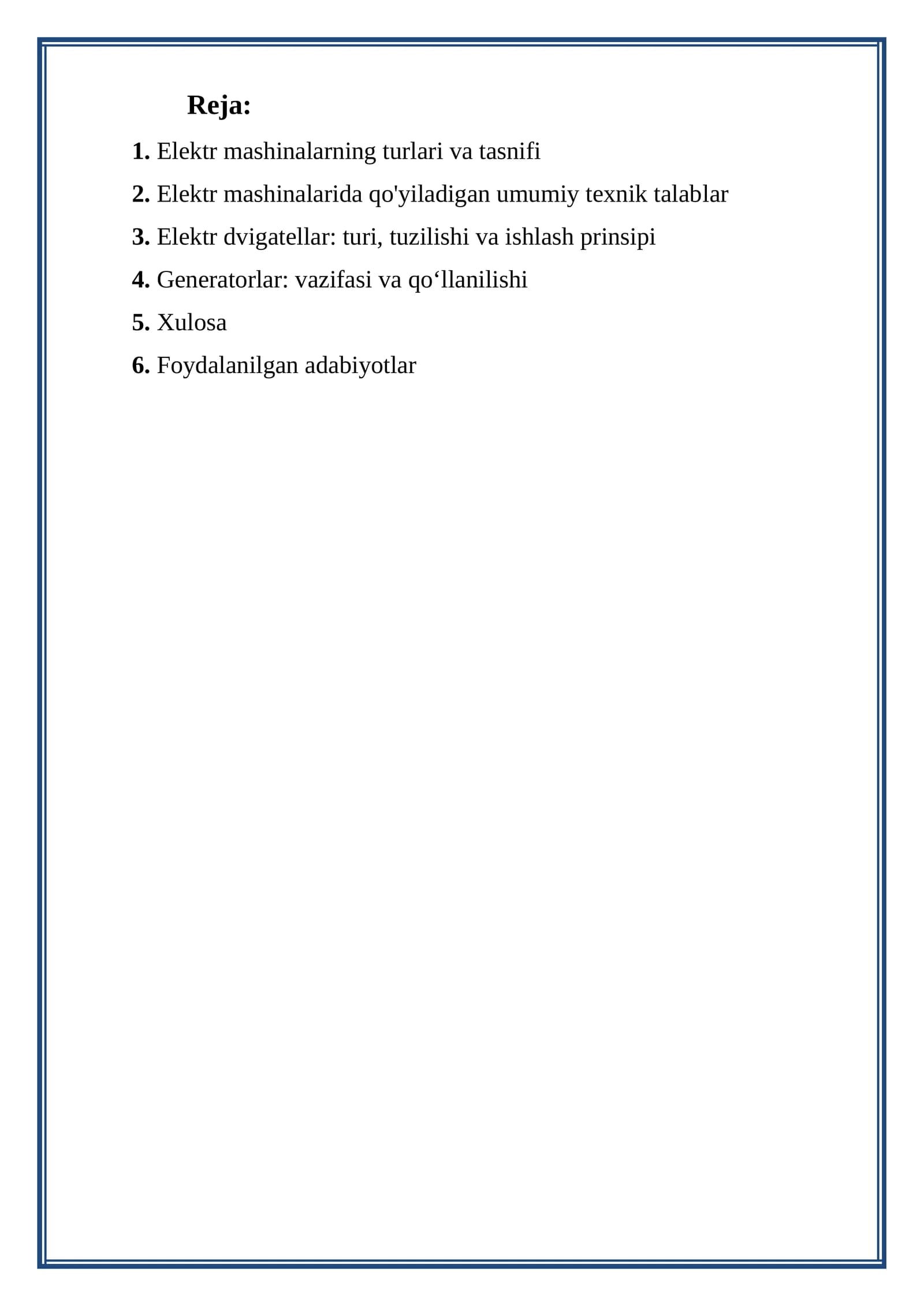 Elektr mashinalarning turlari va tasnifi