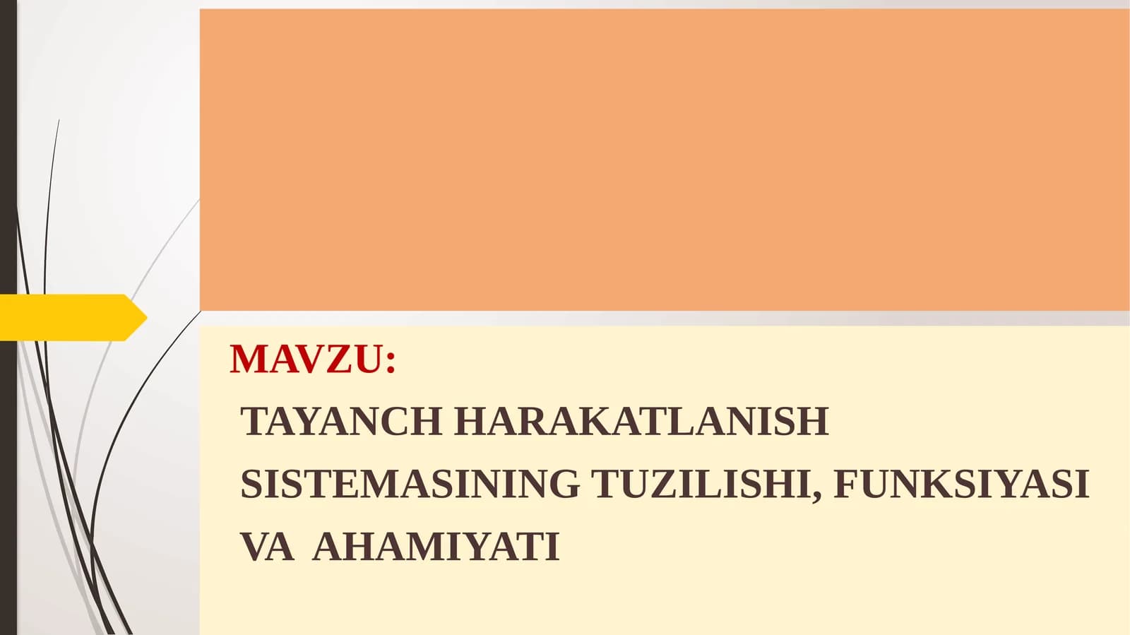 TAYANCH HARAKATLANISH SISTEMASINING TUZILISHI, FUNKSIYASI VA AHAMIYATI