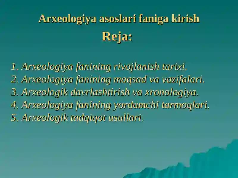 Arxeologiya asoslari faniga kirish