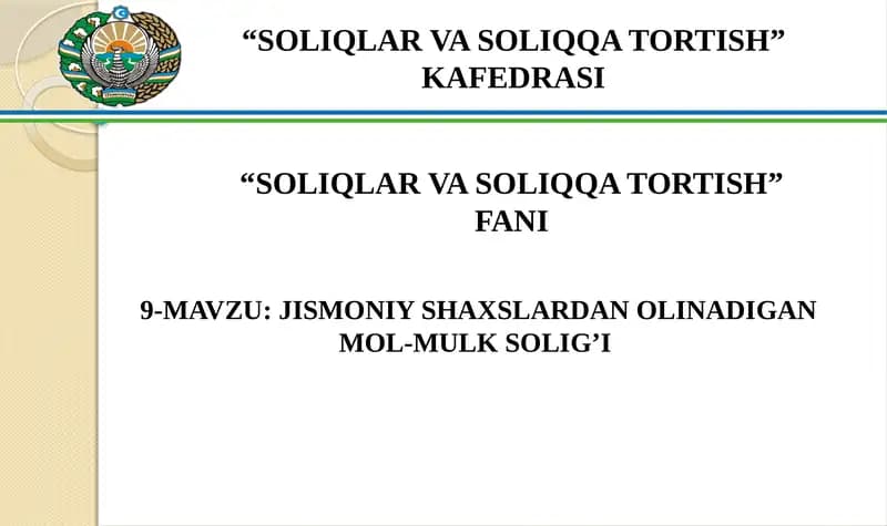 Jismoniy shaxslardan olinadigan mol-mulk solig’i